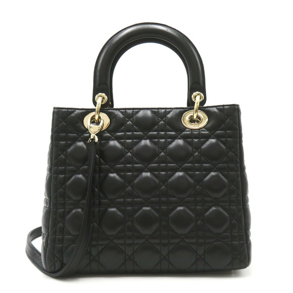Dior Bag Lambskin 2Way Tote Cannage Lady  Black - Picture 1 of 10